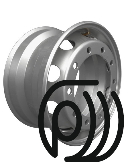 грузовой диск srw (g229003) 9x22.5 10x335 et175 d281 - 15.5мм. silver 4500 кг. (усил.)